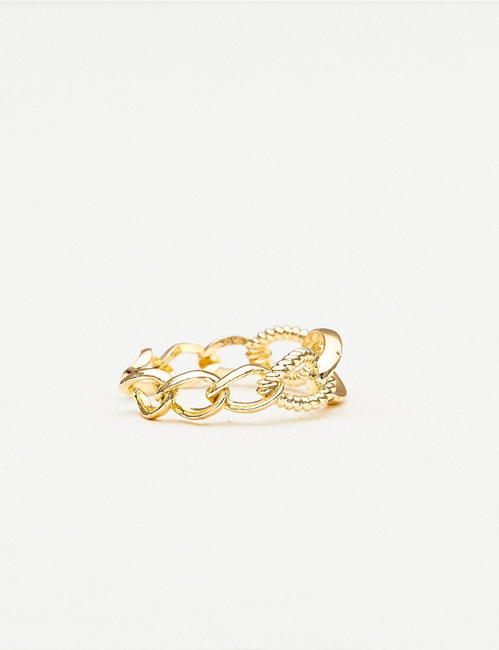 Knit Chain Ring Gold Color