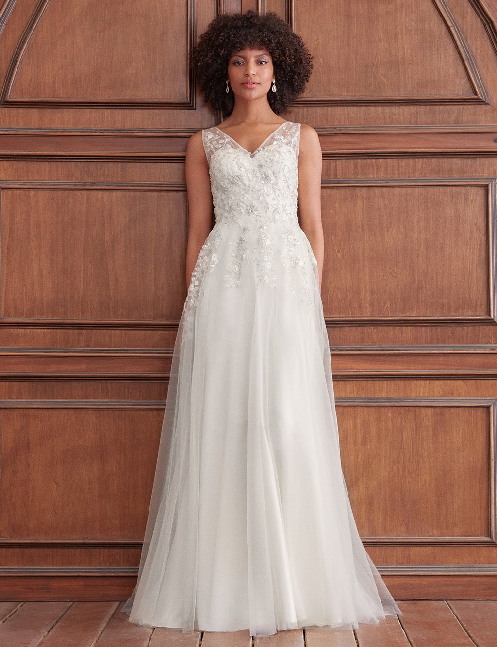 TIARA Nakışlı V Yaka Abiye Fildişi