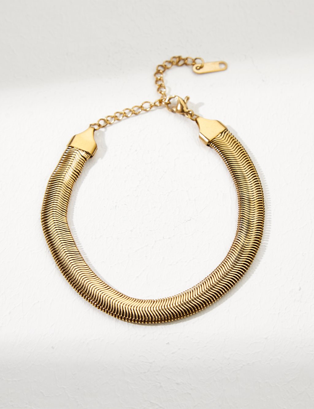 Flat Italian Chain Bracelet Gold Color