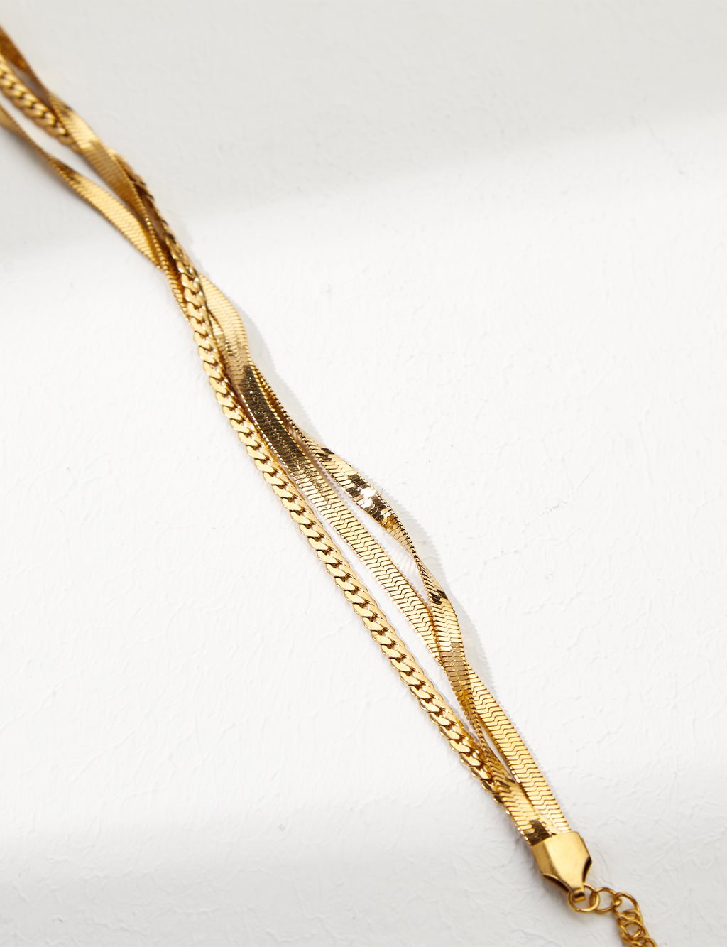 Triple Flat Chain Bracelet Gold Color