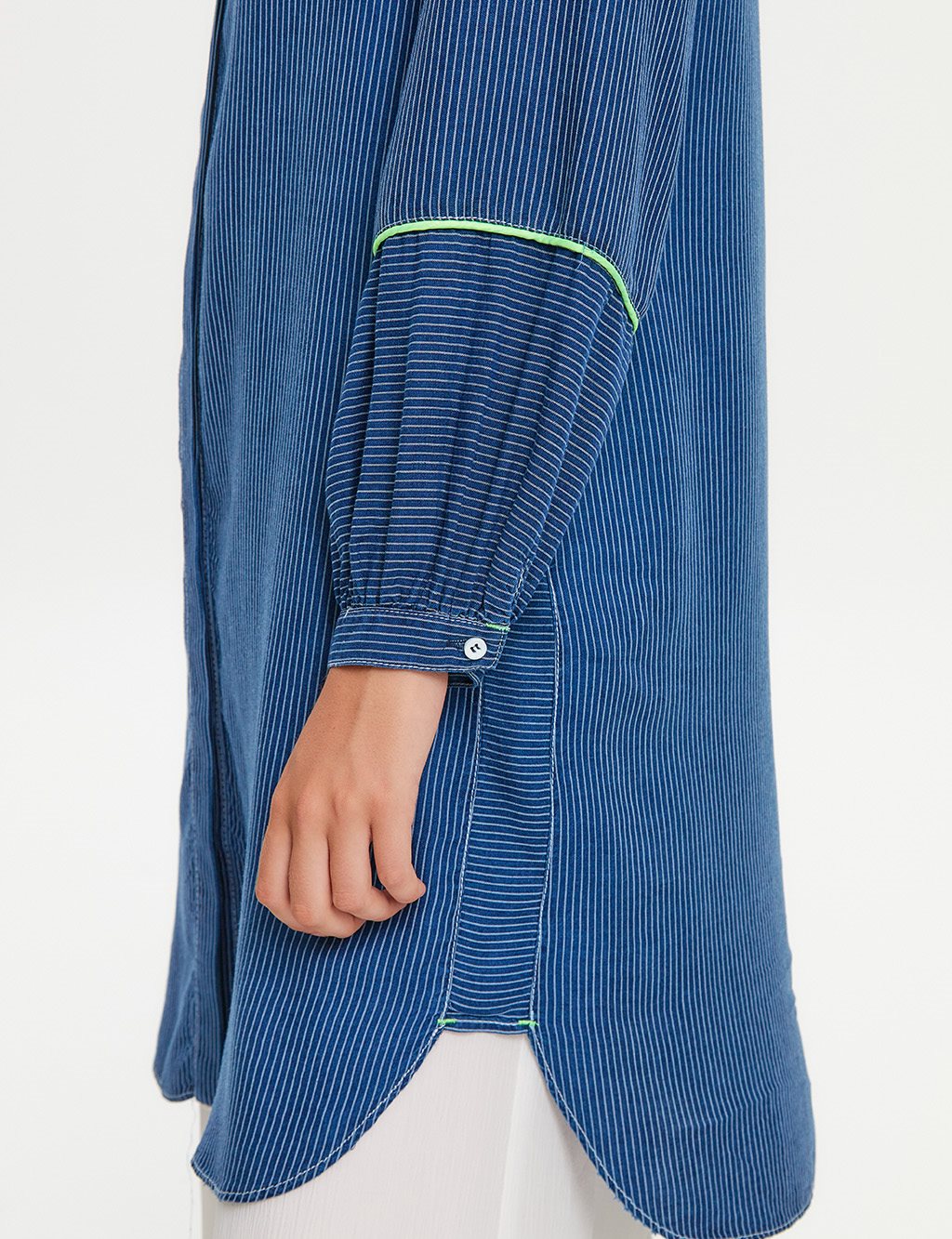 Hidden Pave Striped Tunic Navy