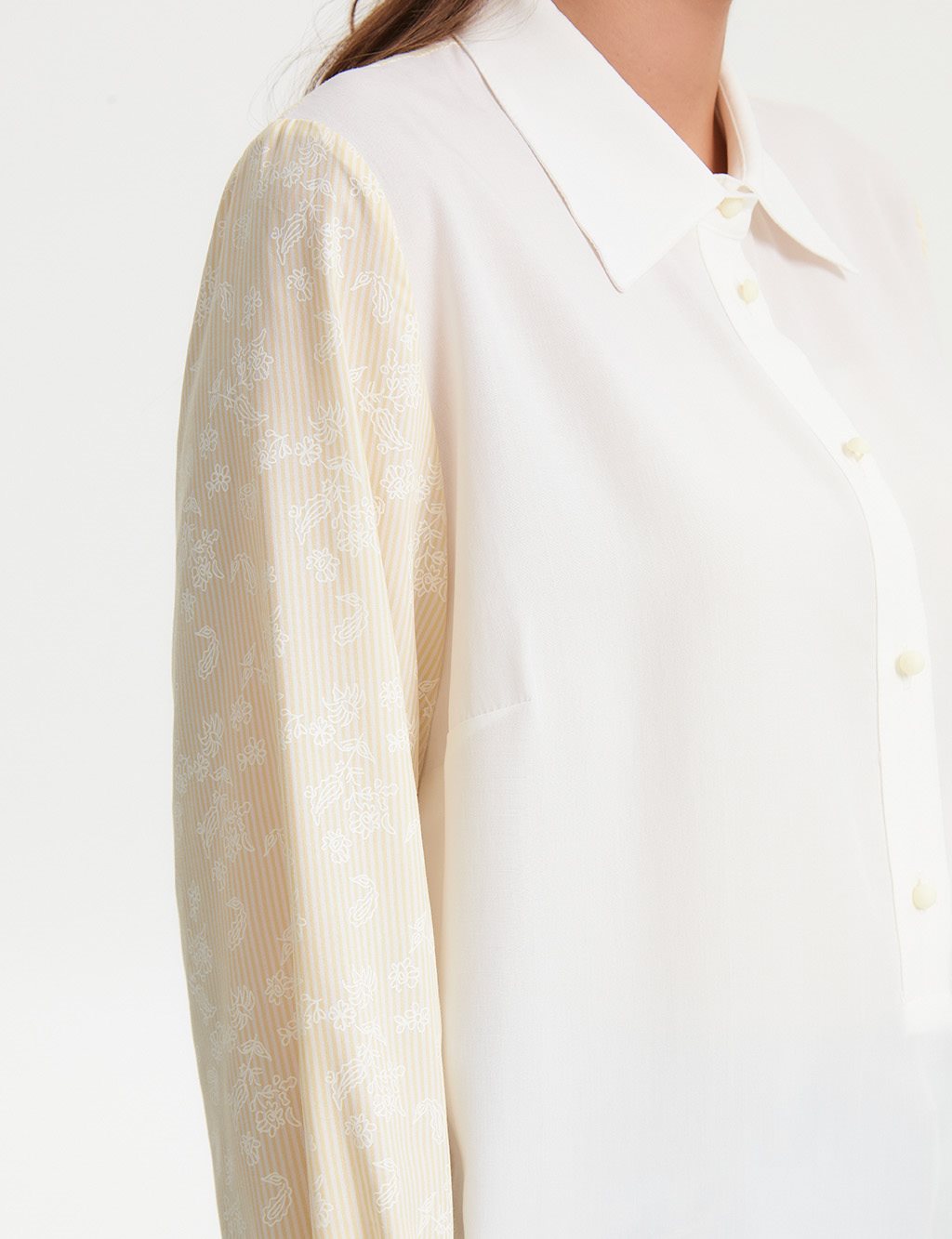 Floral Desenli Tunik Sarı-Beyaz