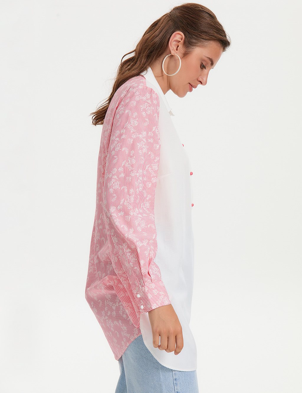 Floral Patterned Tunic Pink-White
