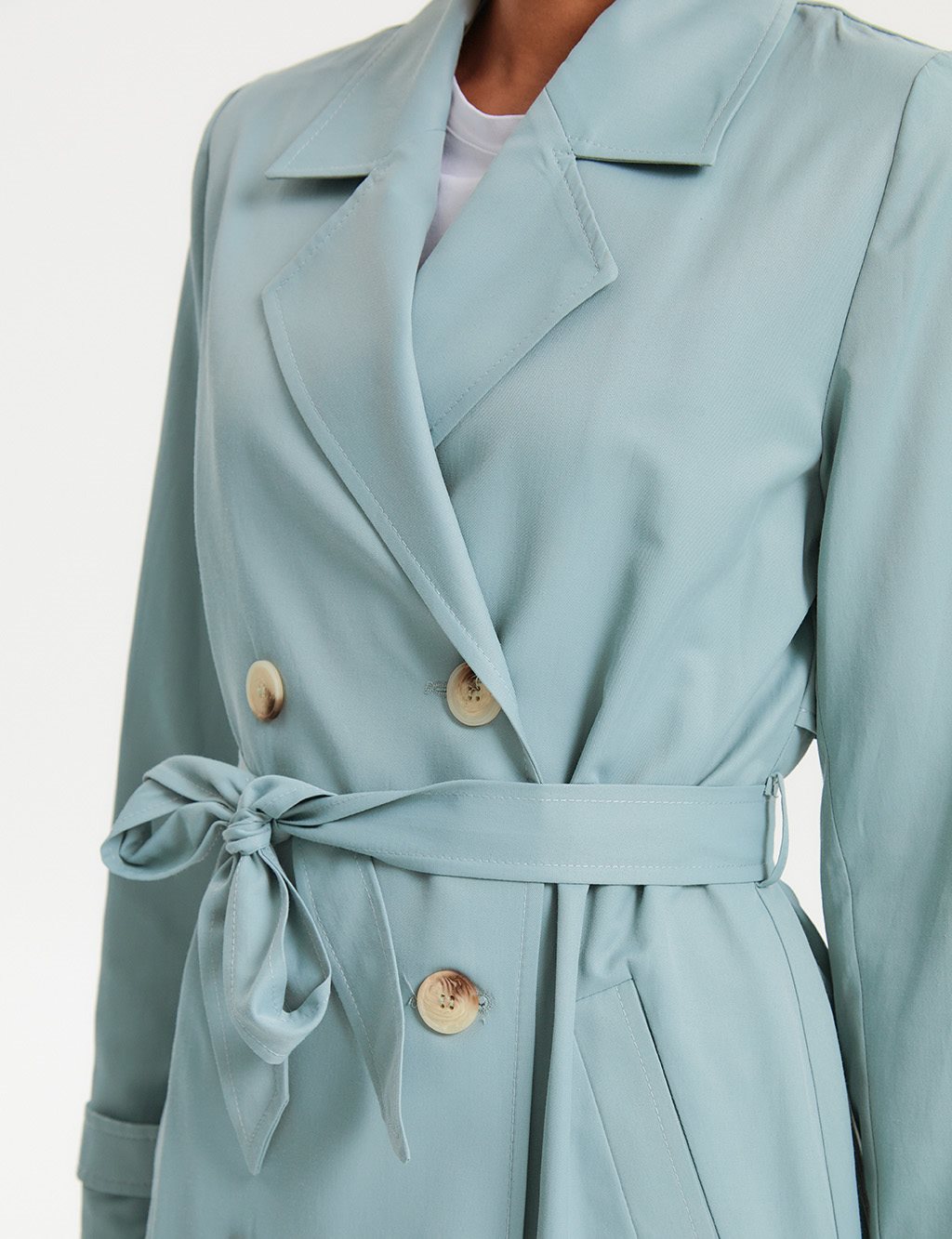 KYR Bone Button Belted Trench Coat Mint