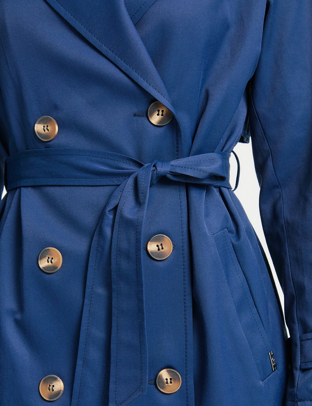 KYR Bone Button Belted Trench Coat Navy