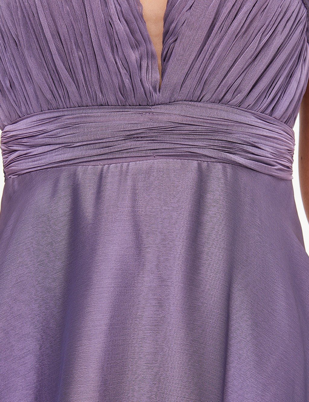 TIARA Deep V-Neck Layered Evening Dress Violet