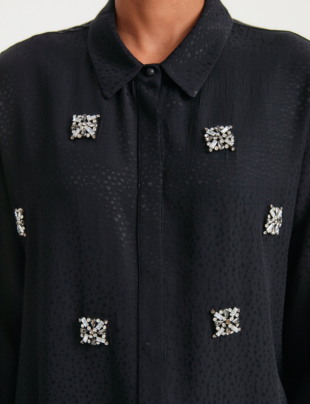 Jacquard Stone Embroidered Shirt Black