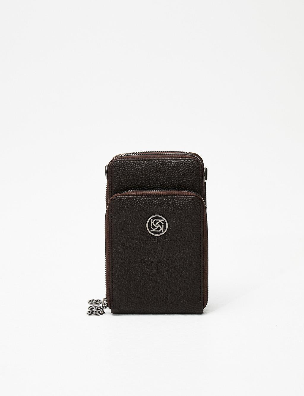 Three Compartment Bag Wallet Dark Brown