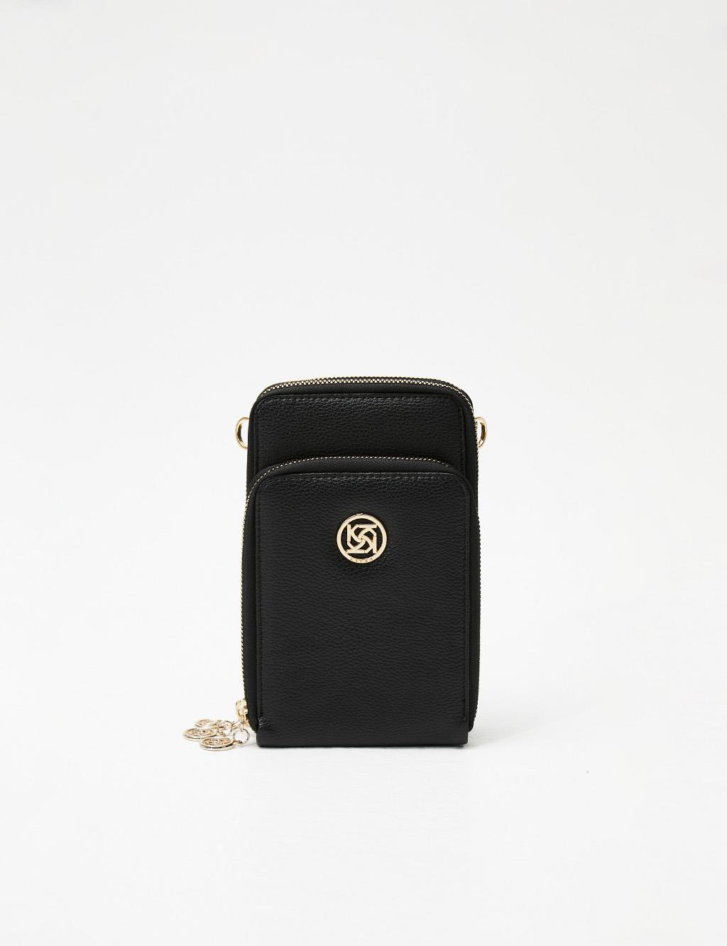 Three Compartment Bag Wallet Black
