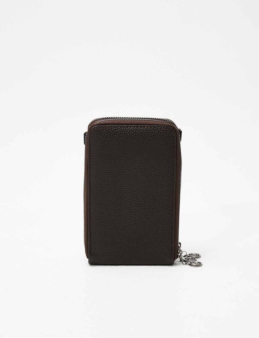 Three Compartment Bag Wallet Dark Brown