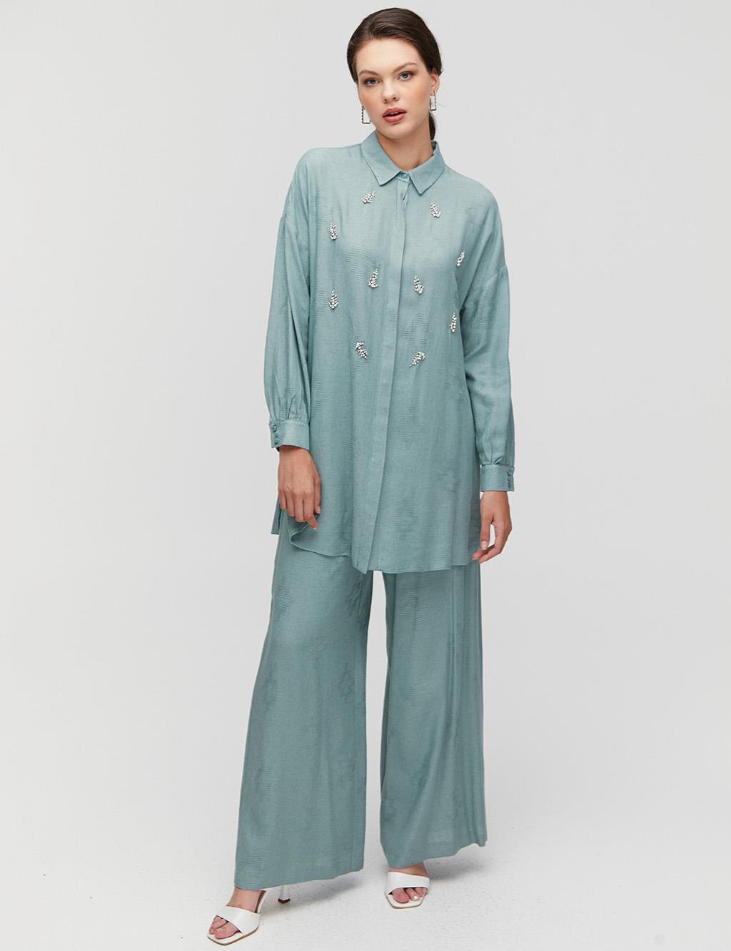 Stone Embroidered Binary Suit Mint