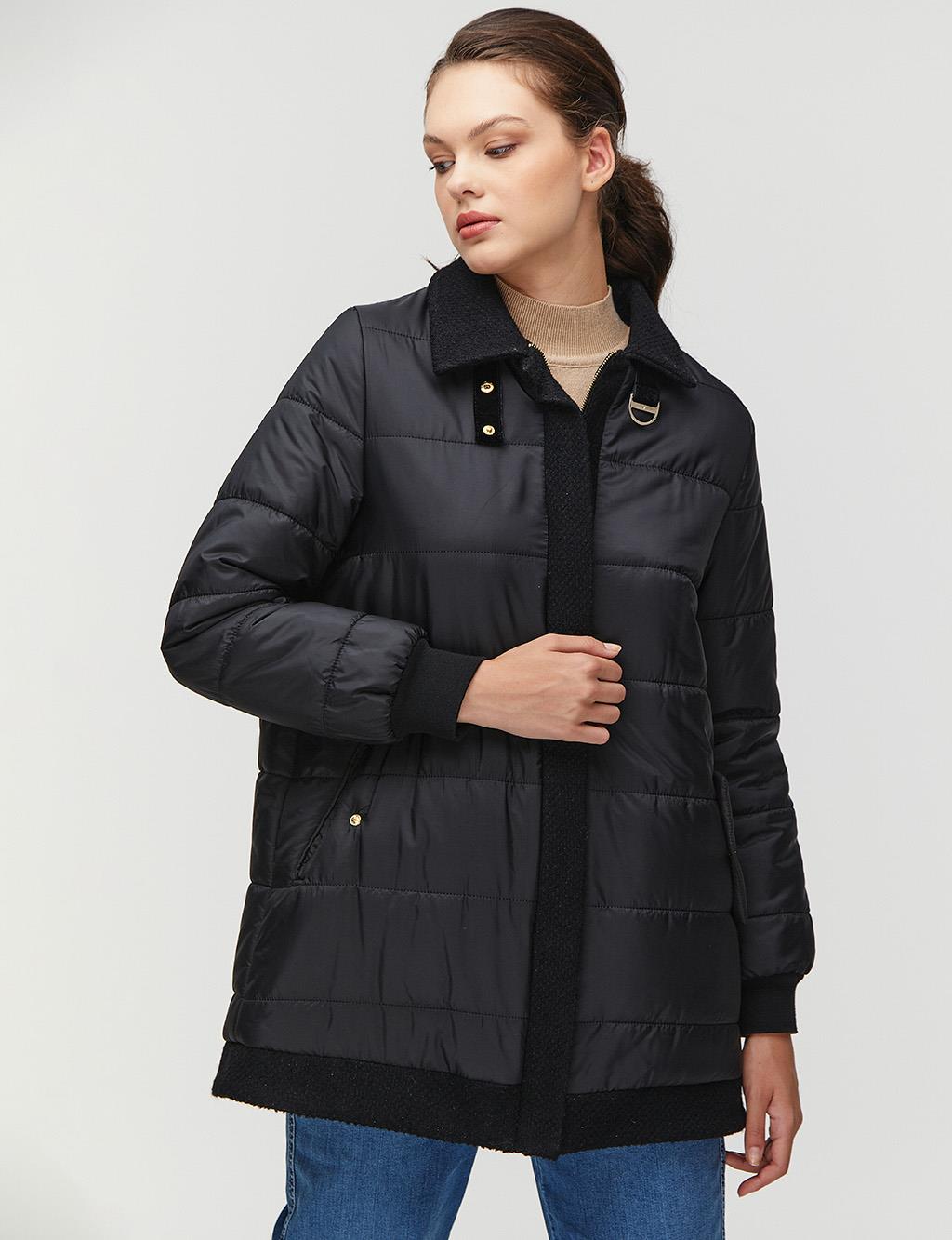 Ribbed Inflatable Coat Black