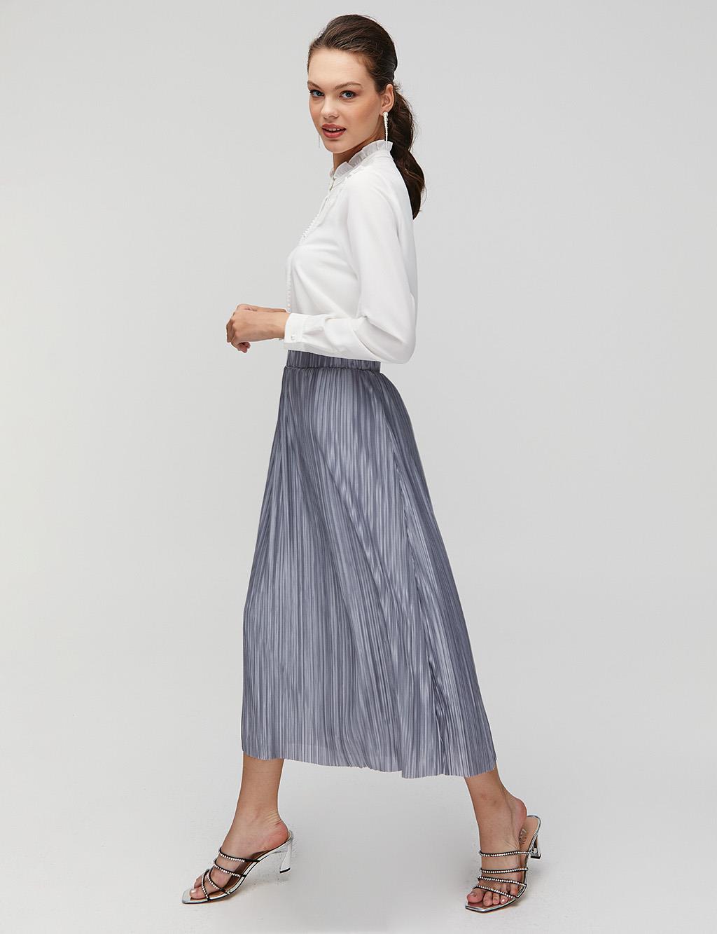 KYR Elastic Waist Pleated Skirt Grey