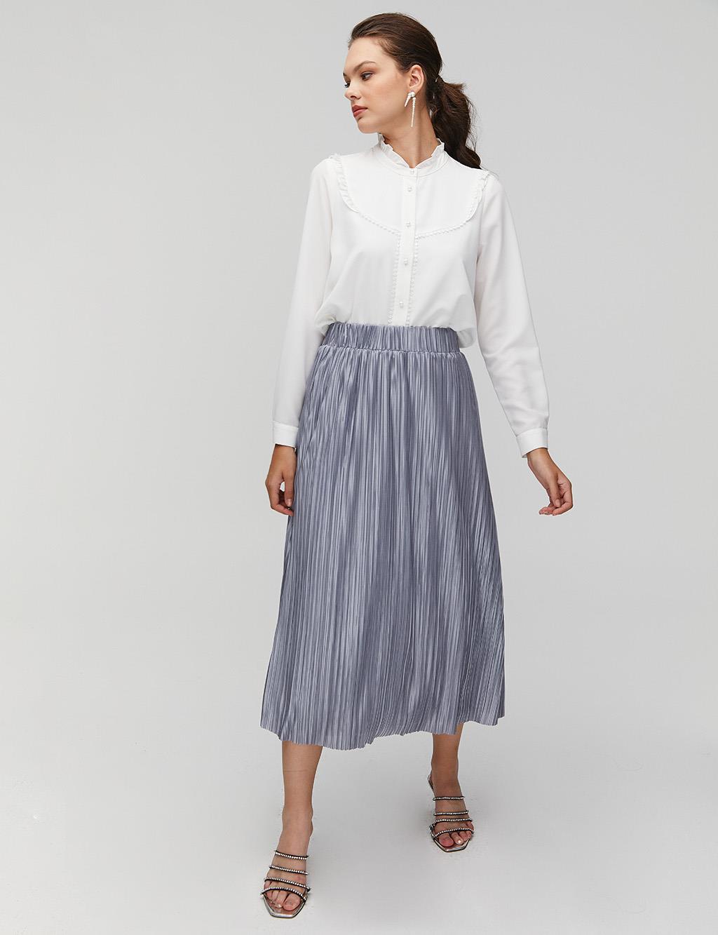 KYR Elastic Waist Pleated Skirt Grey