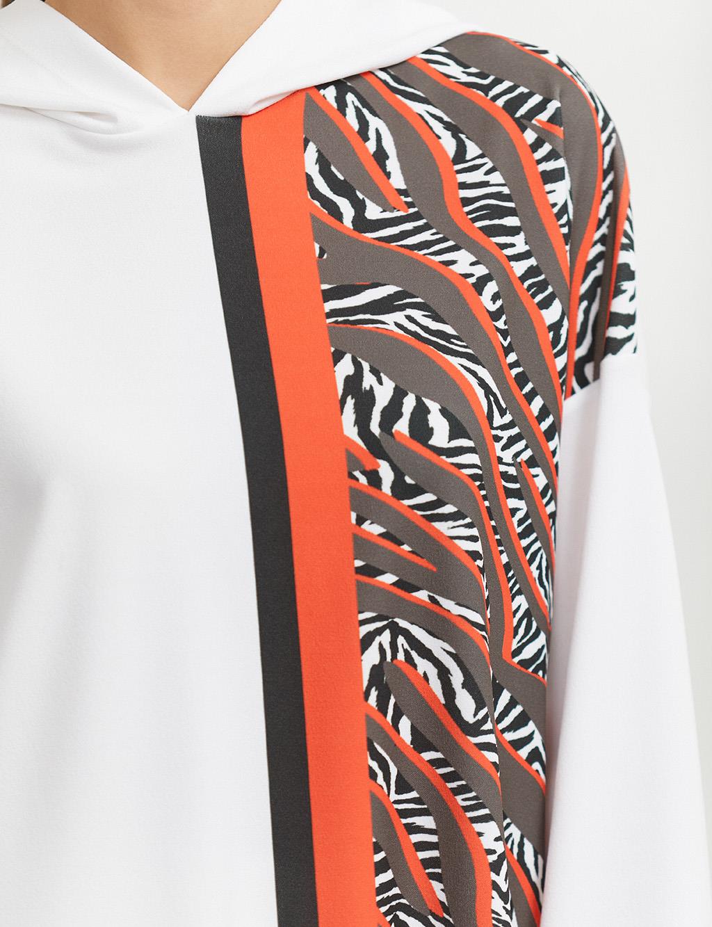 KYR Pieced Zebra Pattern Sweatshirt Ecru