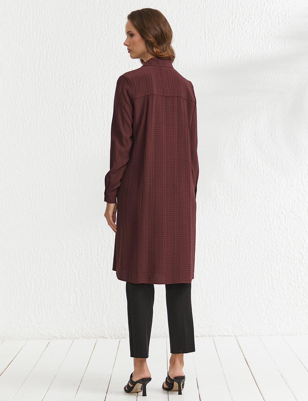 KYR Snap Closure Embossed Tunic Claret Red