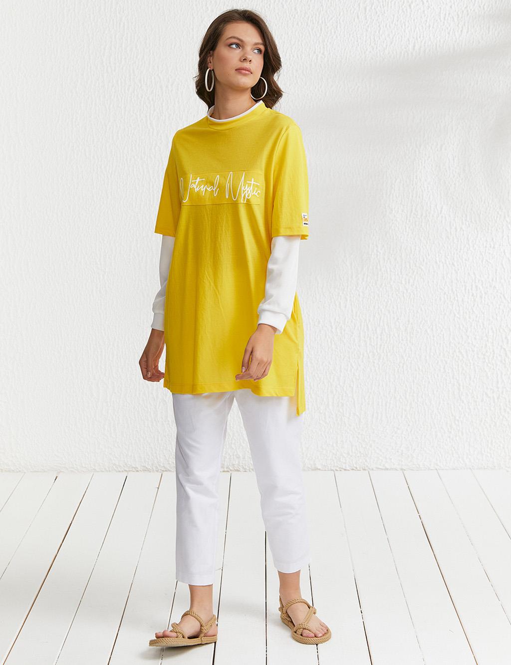 Layer Look Ribbed Tunic Yellow