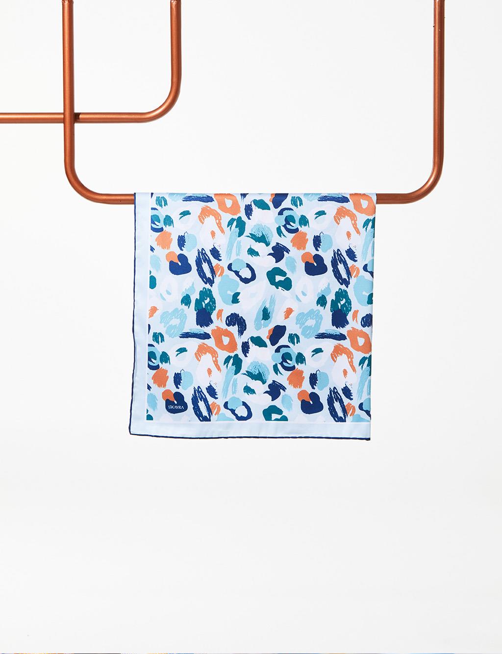 Abstract Patterned Scarf Blue