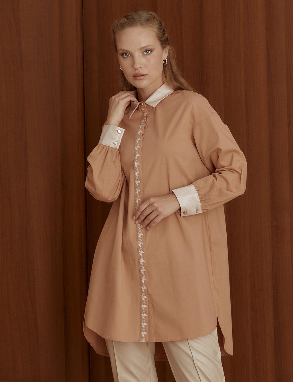 KYR Embroidered Long Tunic Camel