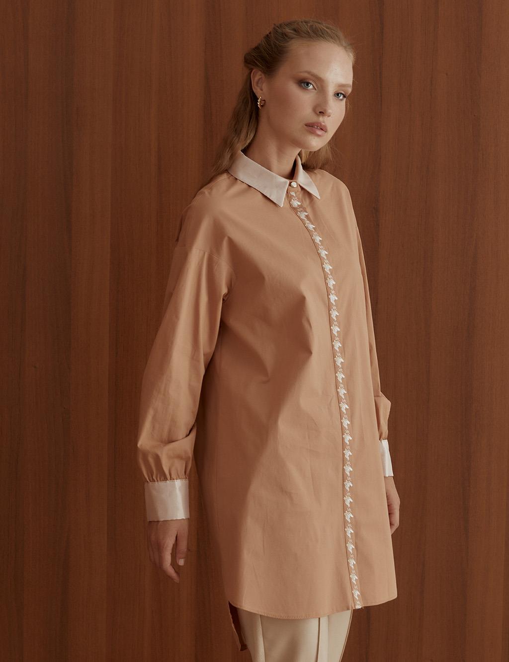 KYR Embroidered Long Tunic Camel