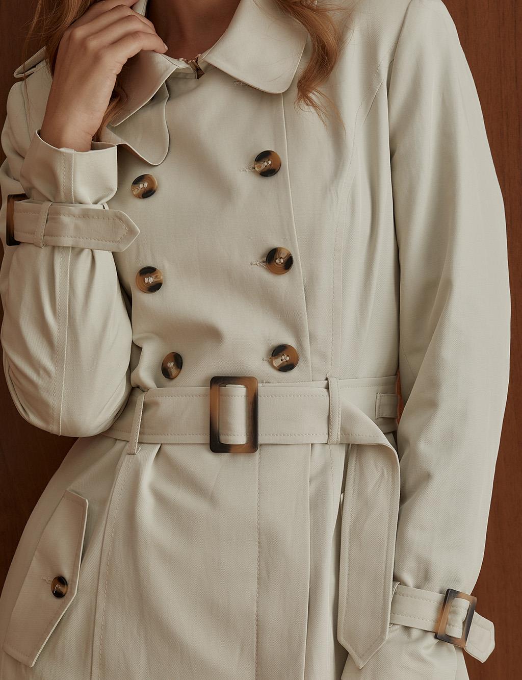 Bone Buttons Double Breasted Topcoat Cream