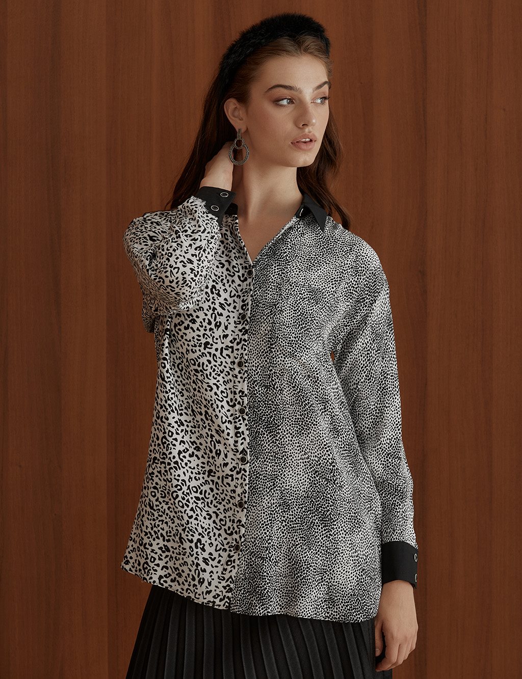 Cheetah Patterned Shirt Black