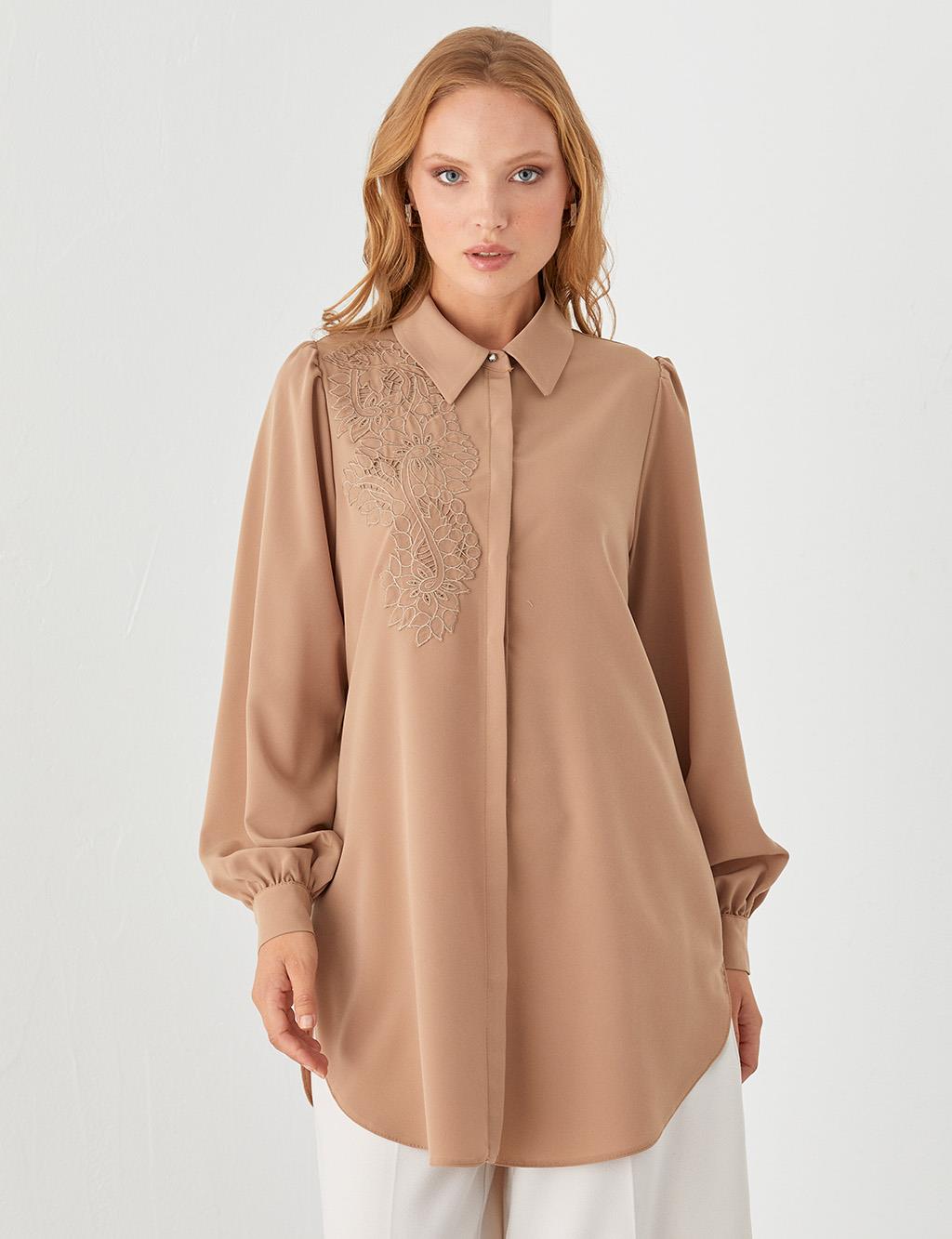 Embroidered Tunic Beige