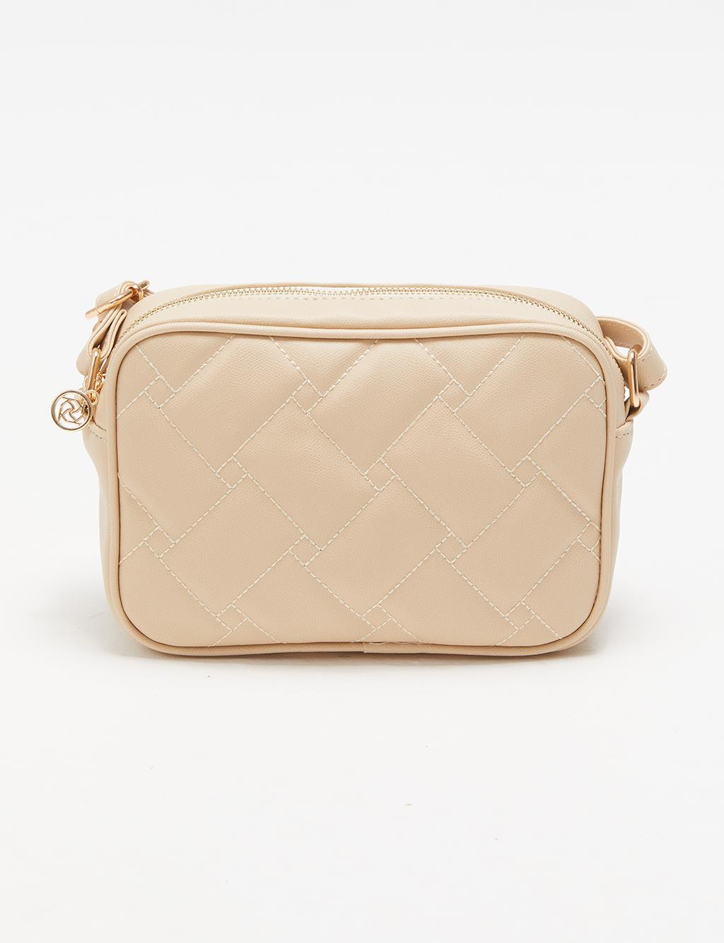 Single Compartment Quilted Bag Cream
