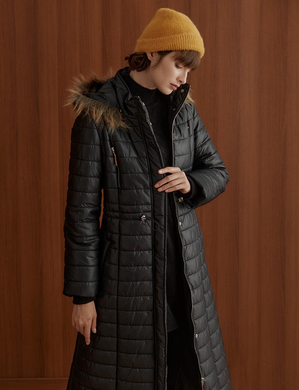 Quilted Goose Down Coat Black