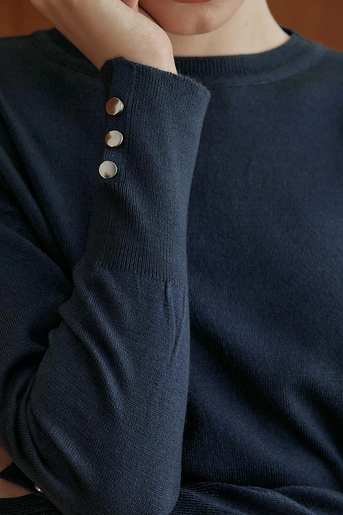 Round Neck Collar Knitwear Sweater Indigo