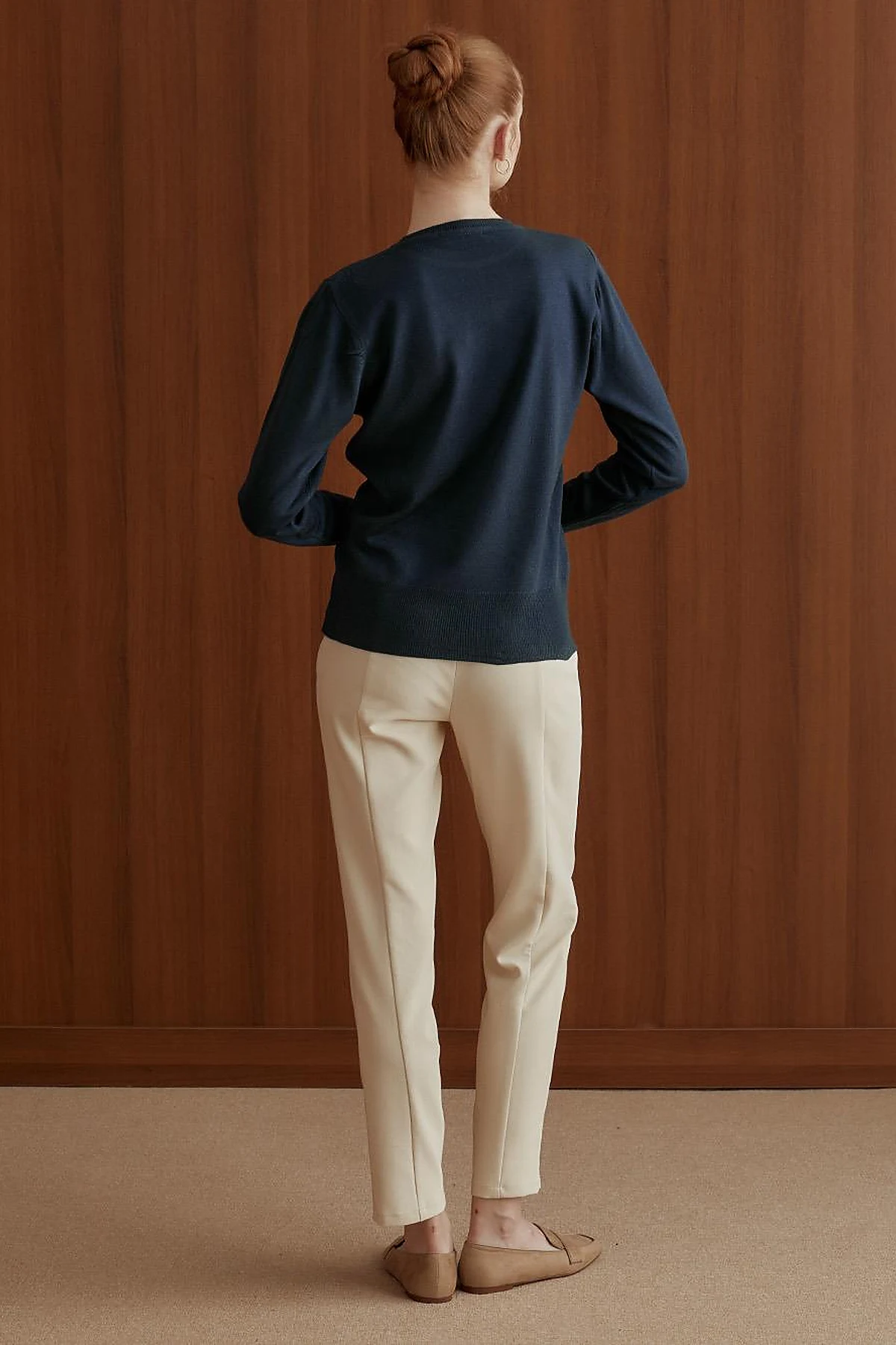 Round Neck Collar Knitwear Sweater Indigo