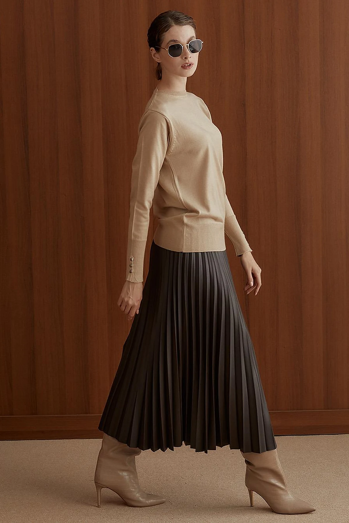 Round Neck Collar Knitwear Sweater Stone