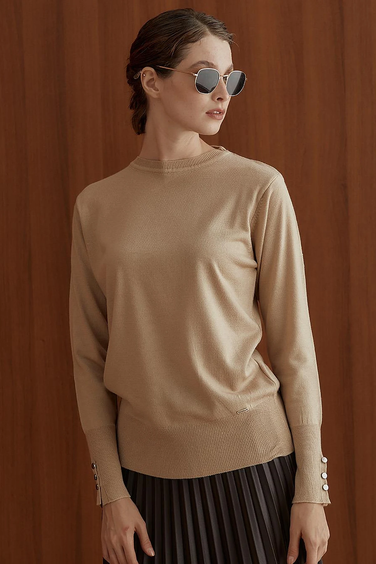 Round Neck Collar Knitwear Sweater Stone