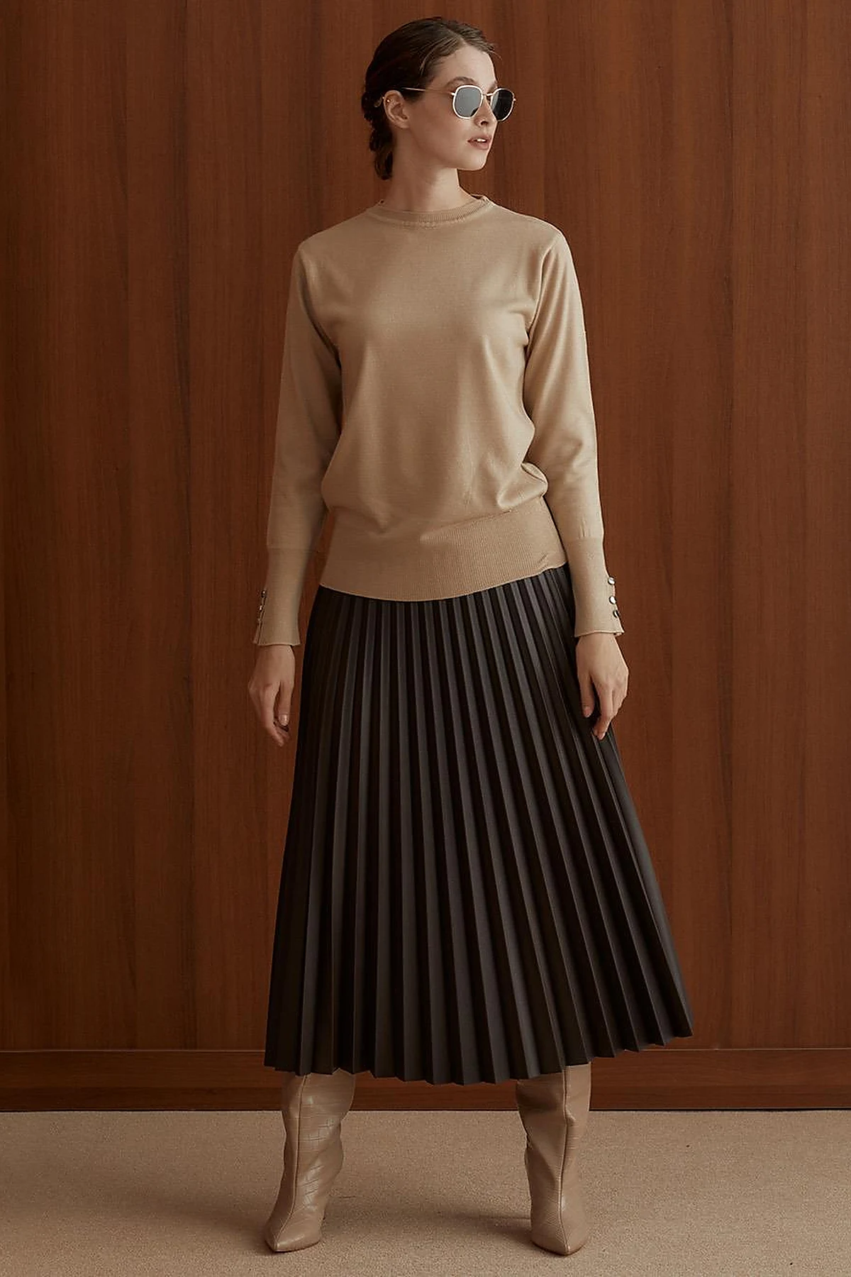 Round Neck Collar Knitwear Sweater Stone