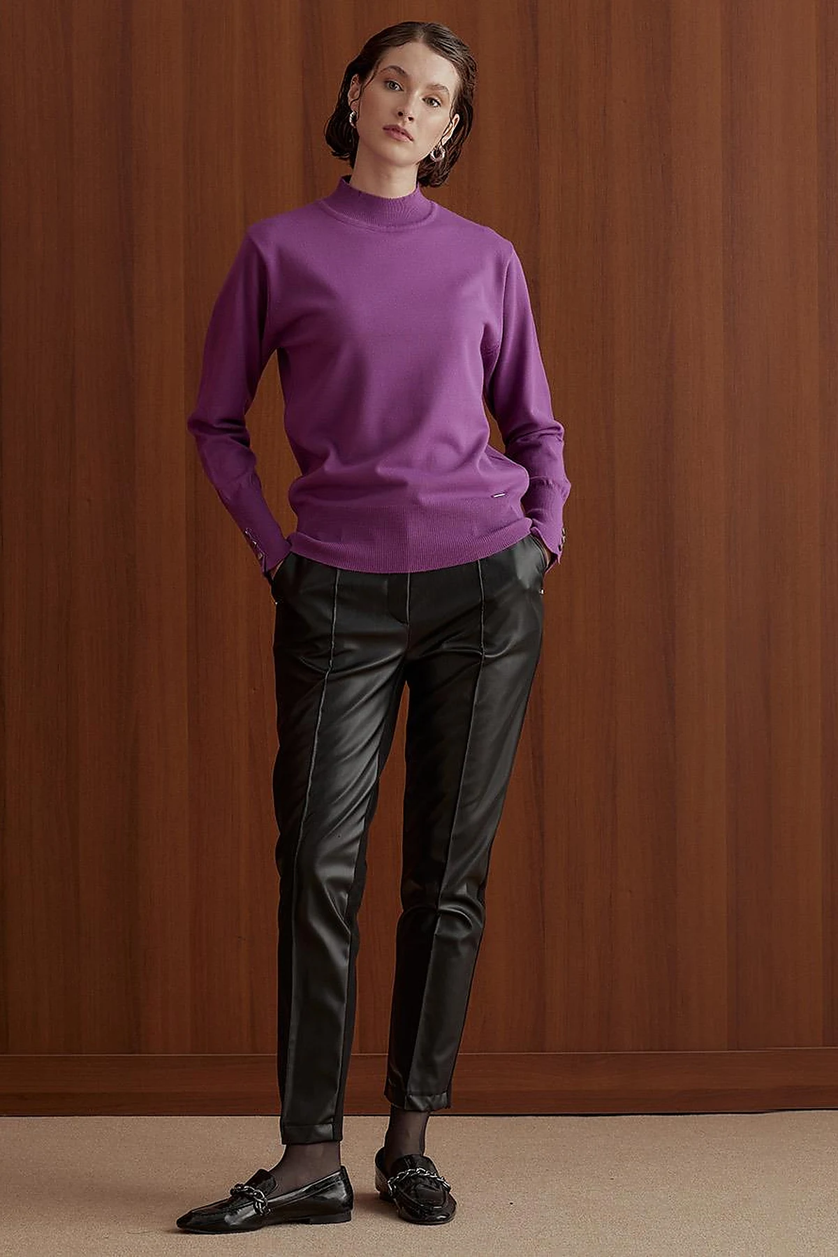 Basic Knit Sweater in Fuchsia