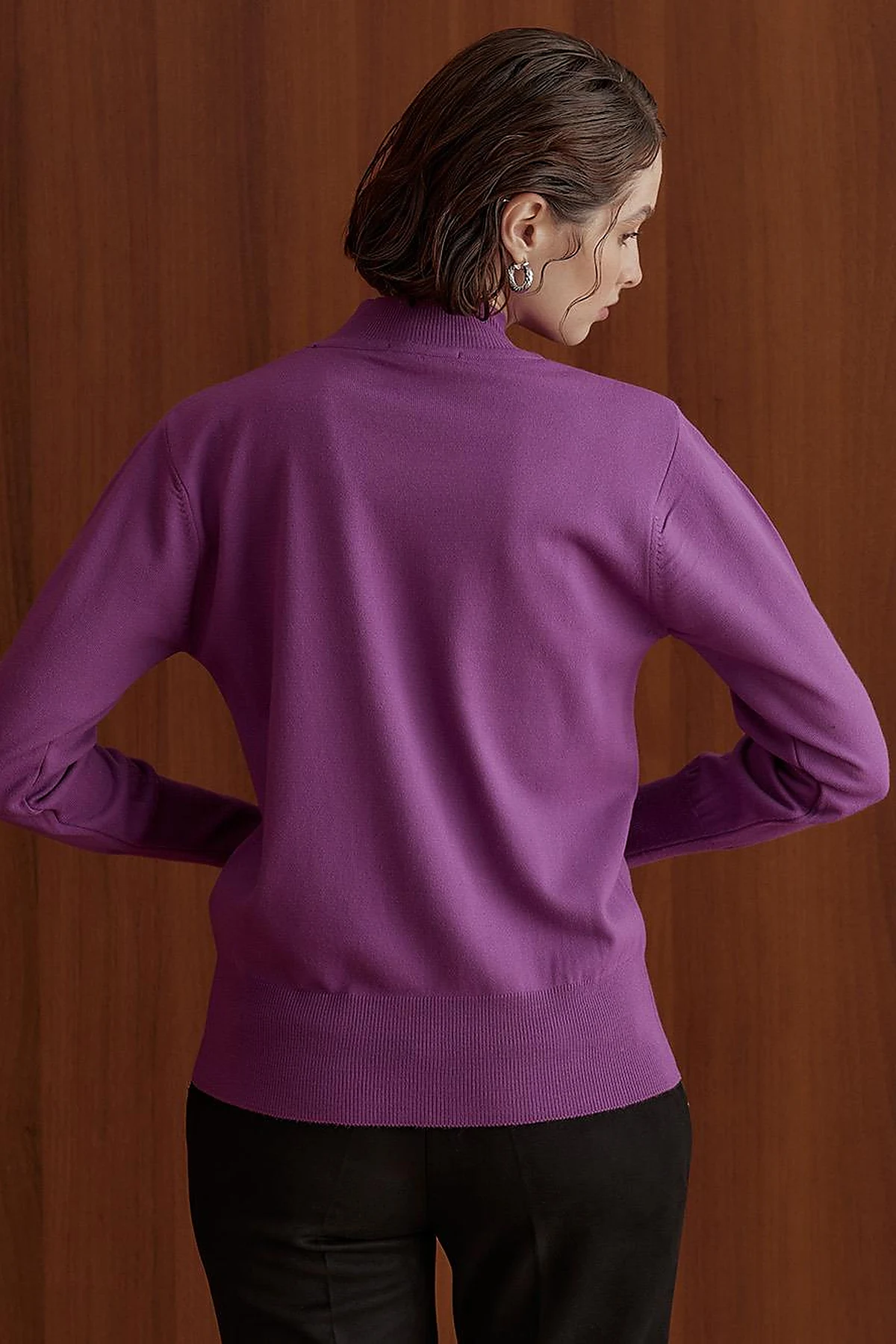 Basic Knit Sweater in Fuchsia
