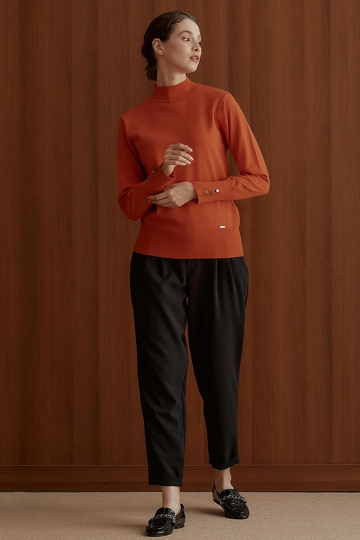 Basic Knit Sweater in Orange