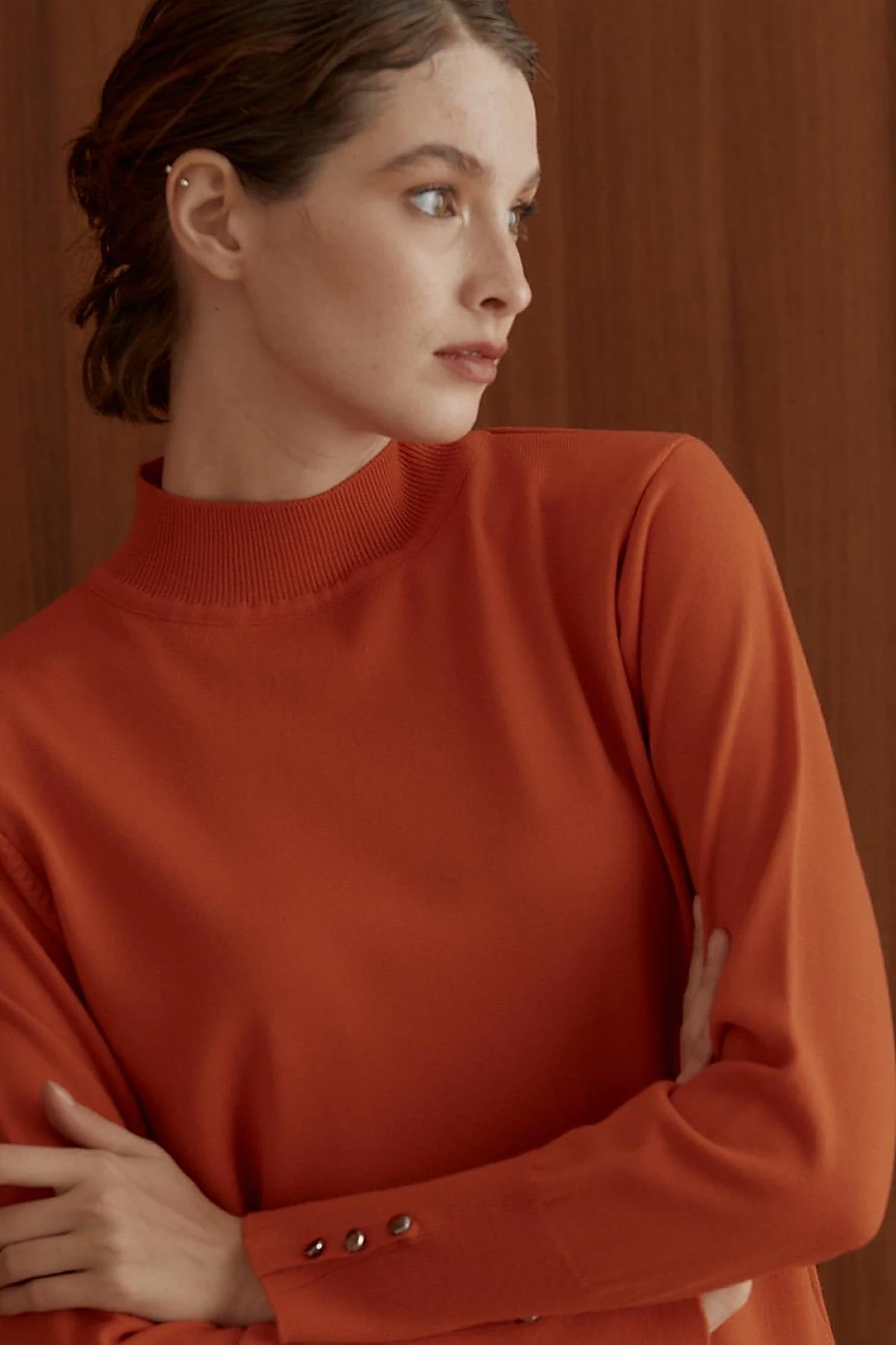 Basic Knit Sweater in Orange