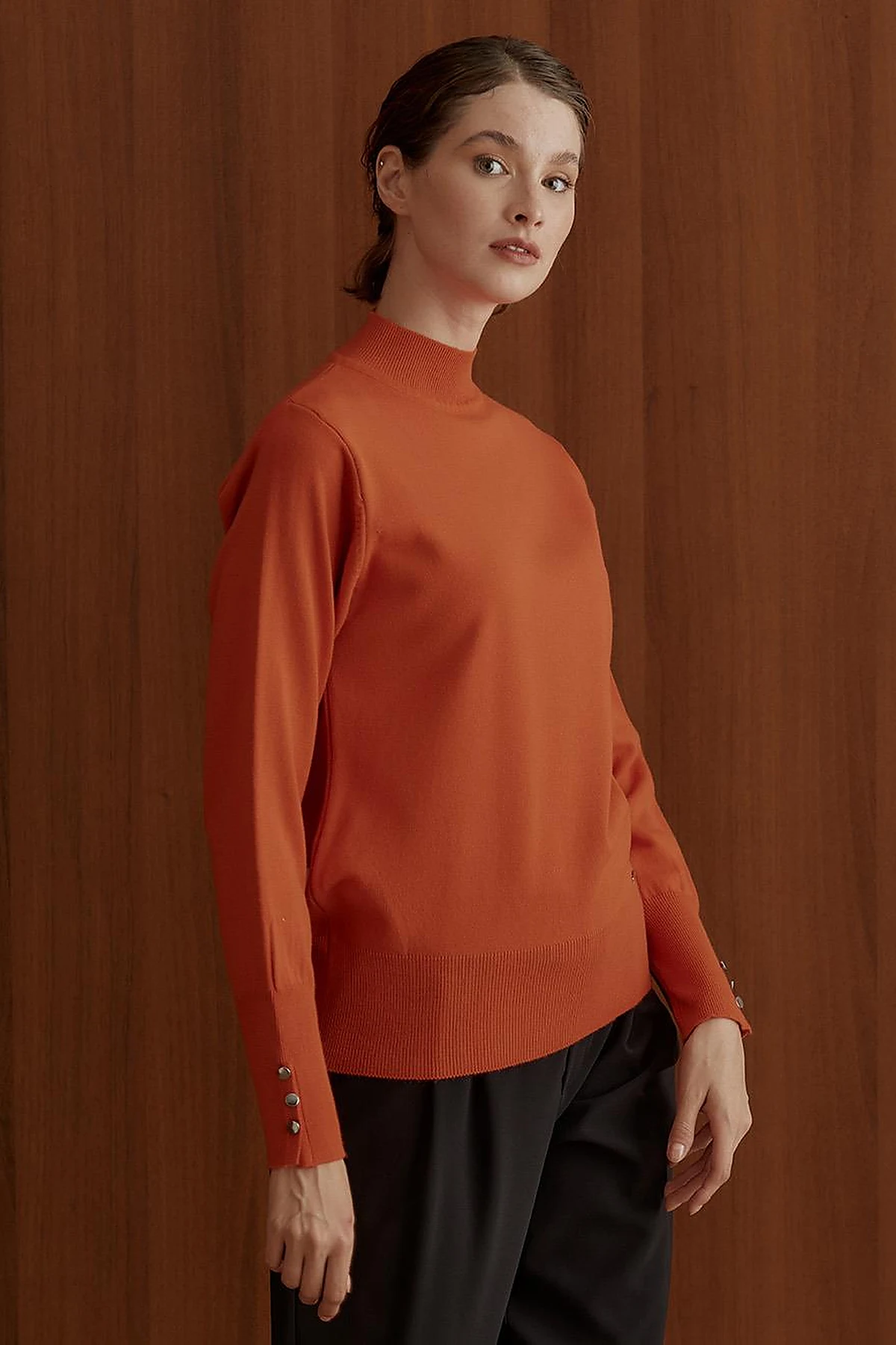 Basic Knit Sweater in Orange