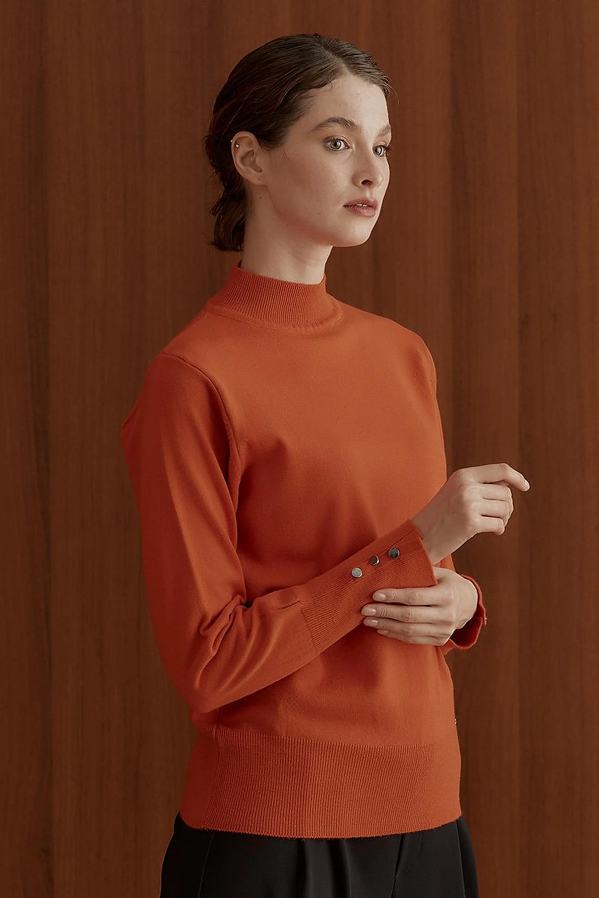 Basic Knit Sweater in Orange