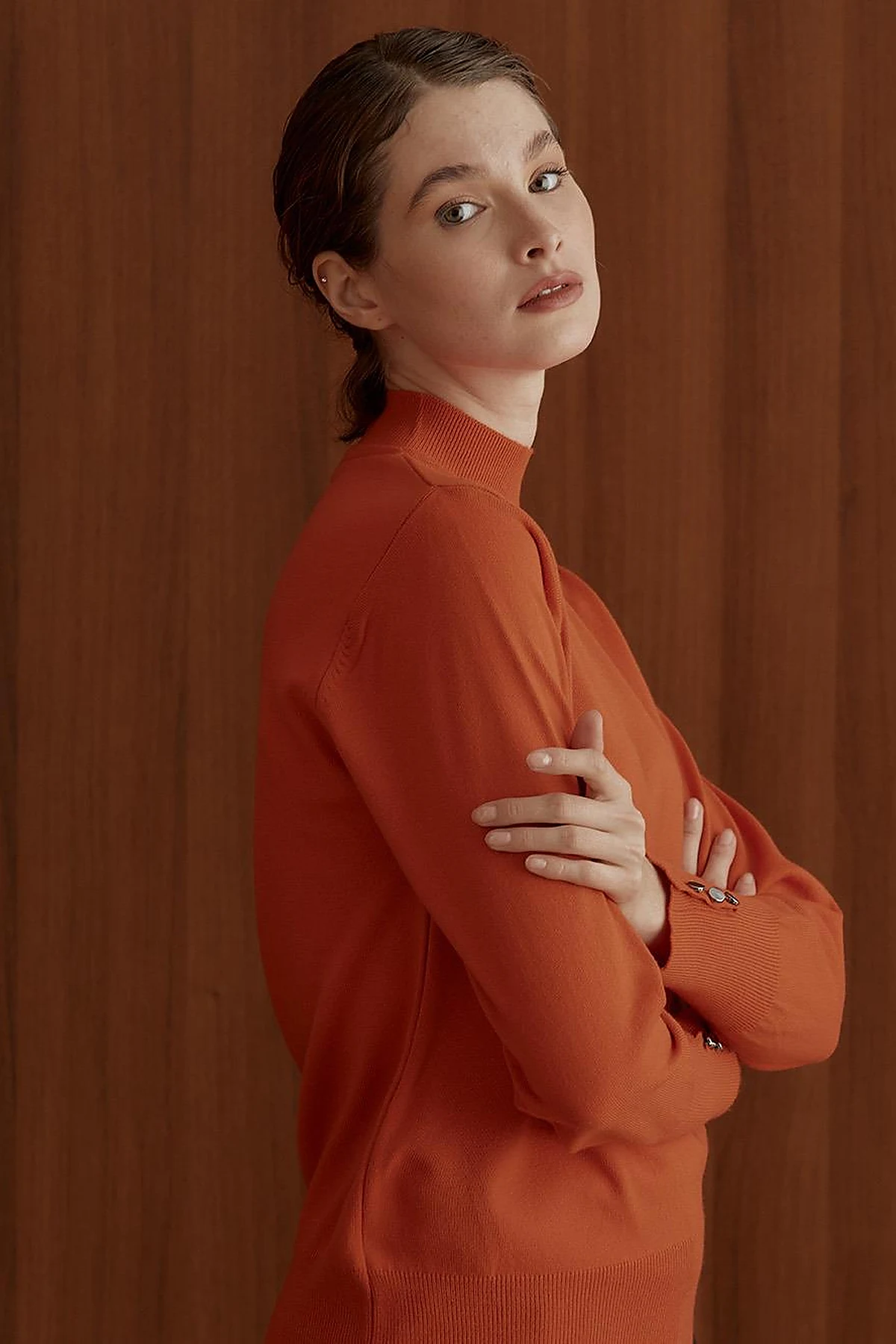 Basic Knit Sweater in Orange