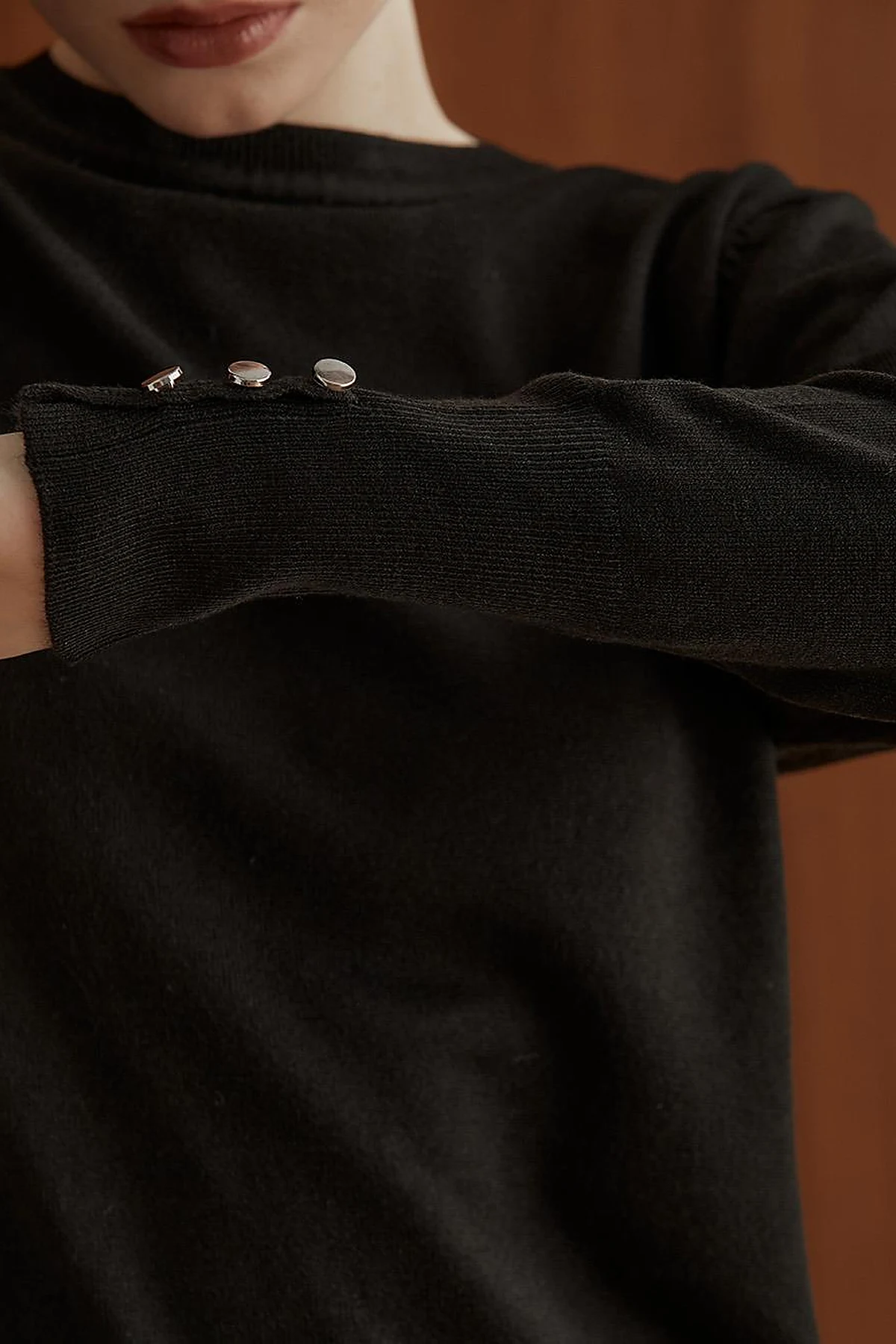 Round Neck Collar Knitwear Sweater Black