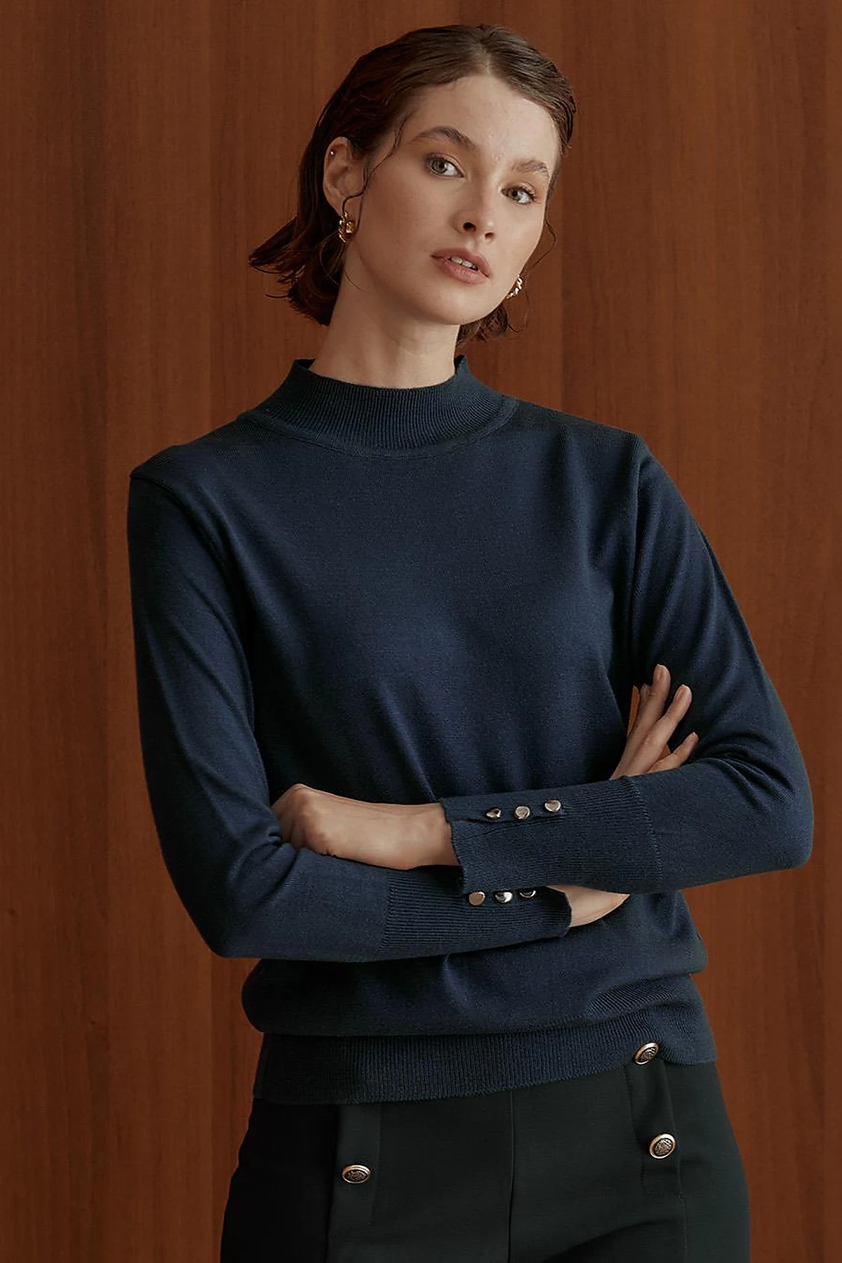 Basic Knit Sweater Indigo SZ TRK05