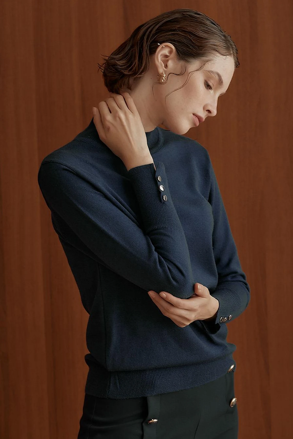 Basic Knit Sweater Indigo SZ TRK05