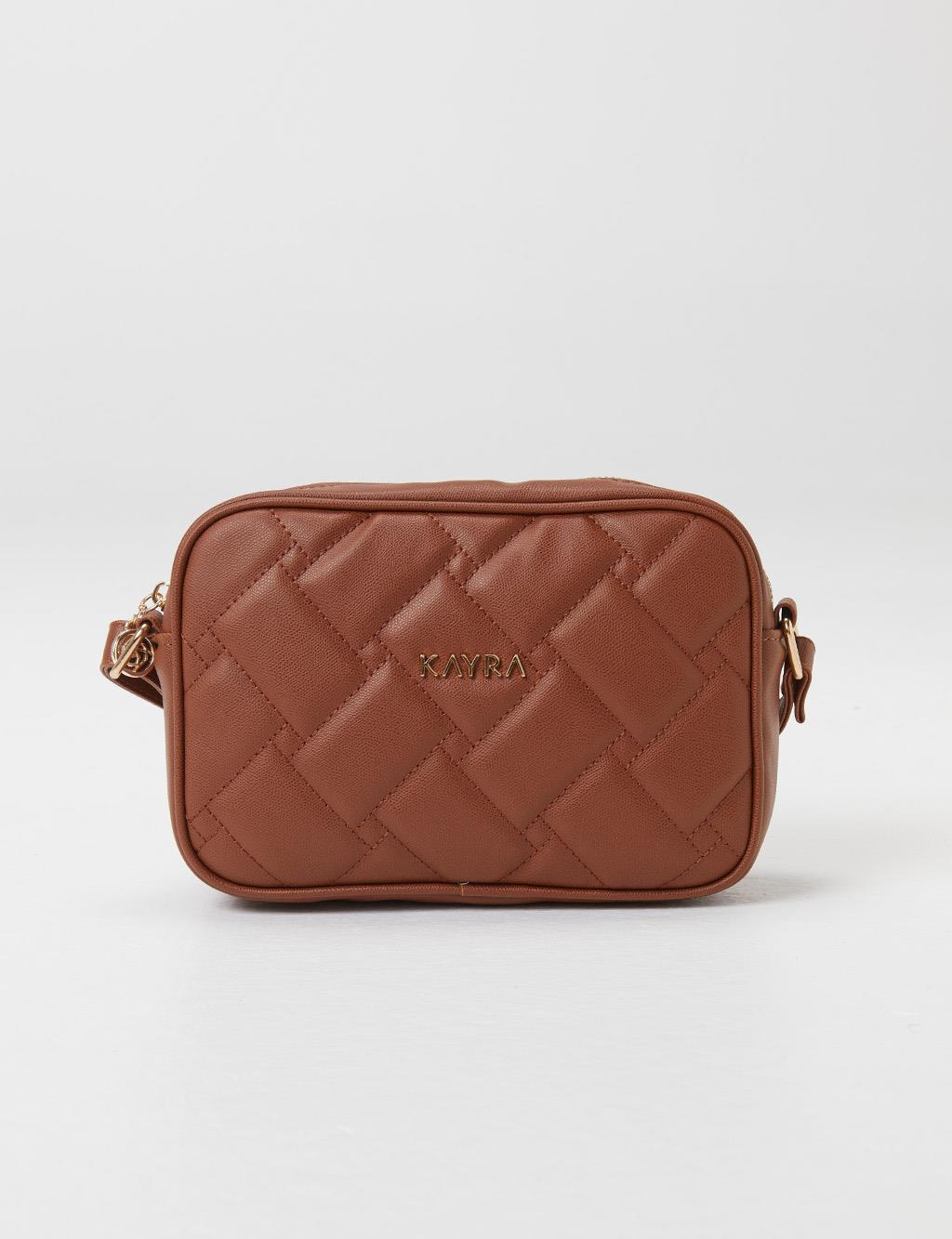 Single Compartment Quilted Bag Tobacco