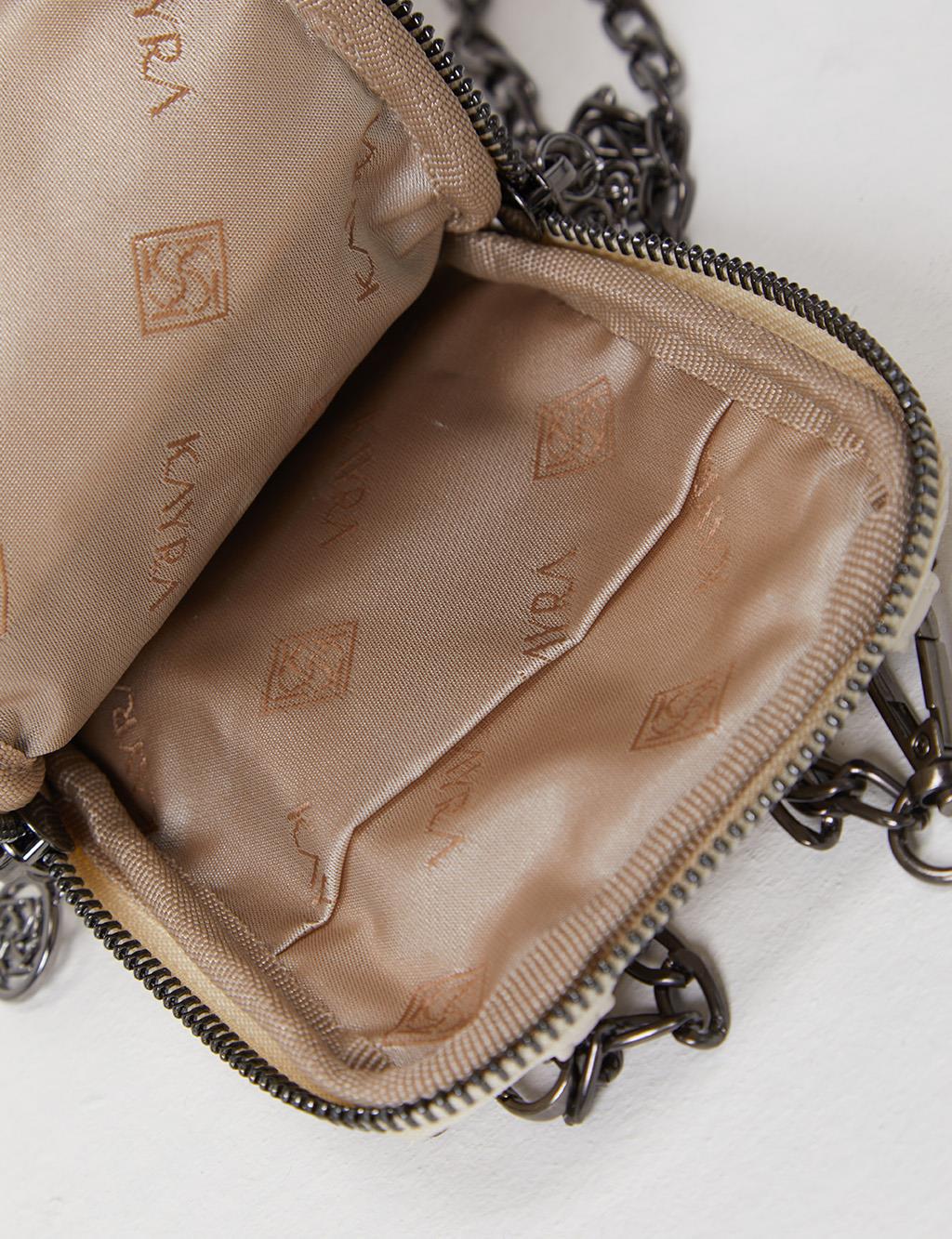 Zigzag Quilted Wallet Bag Cream