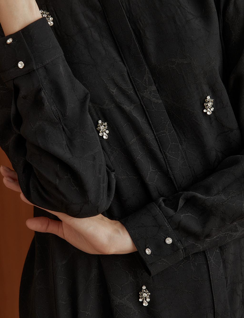 Embroidered Asymmetrical Cut Tunic Black