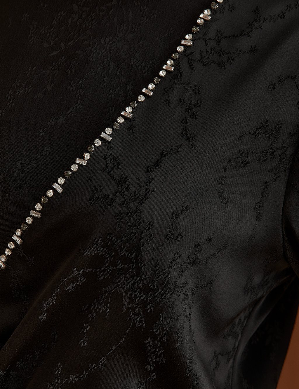 Stone Embroidered Jacquard Tunic Black