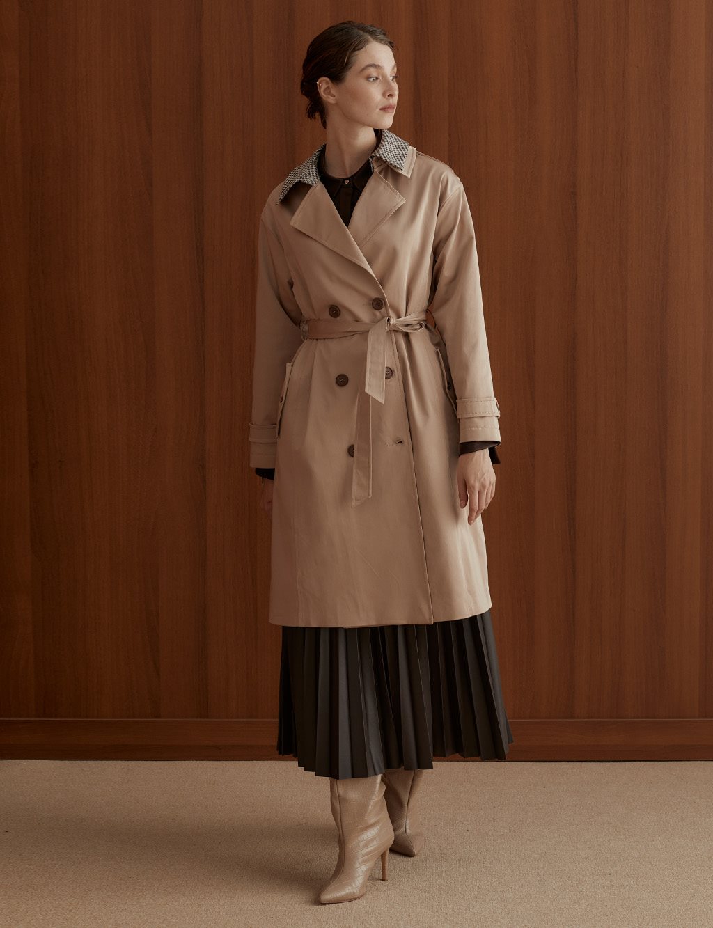 Double Breasted Trench Coat Beige