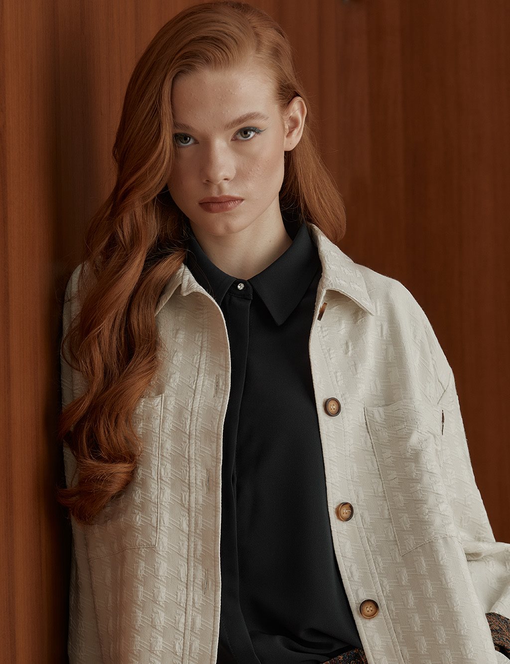 Double Pocketed Embossed Jacket Cream